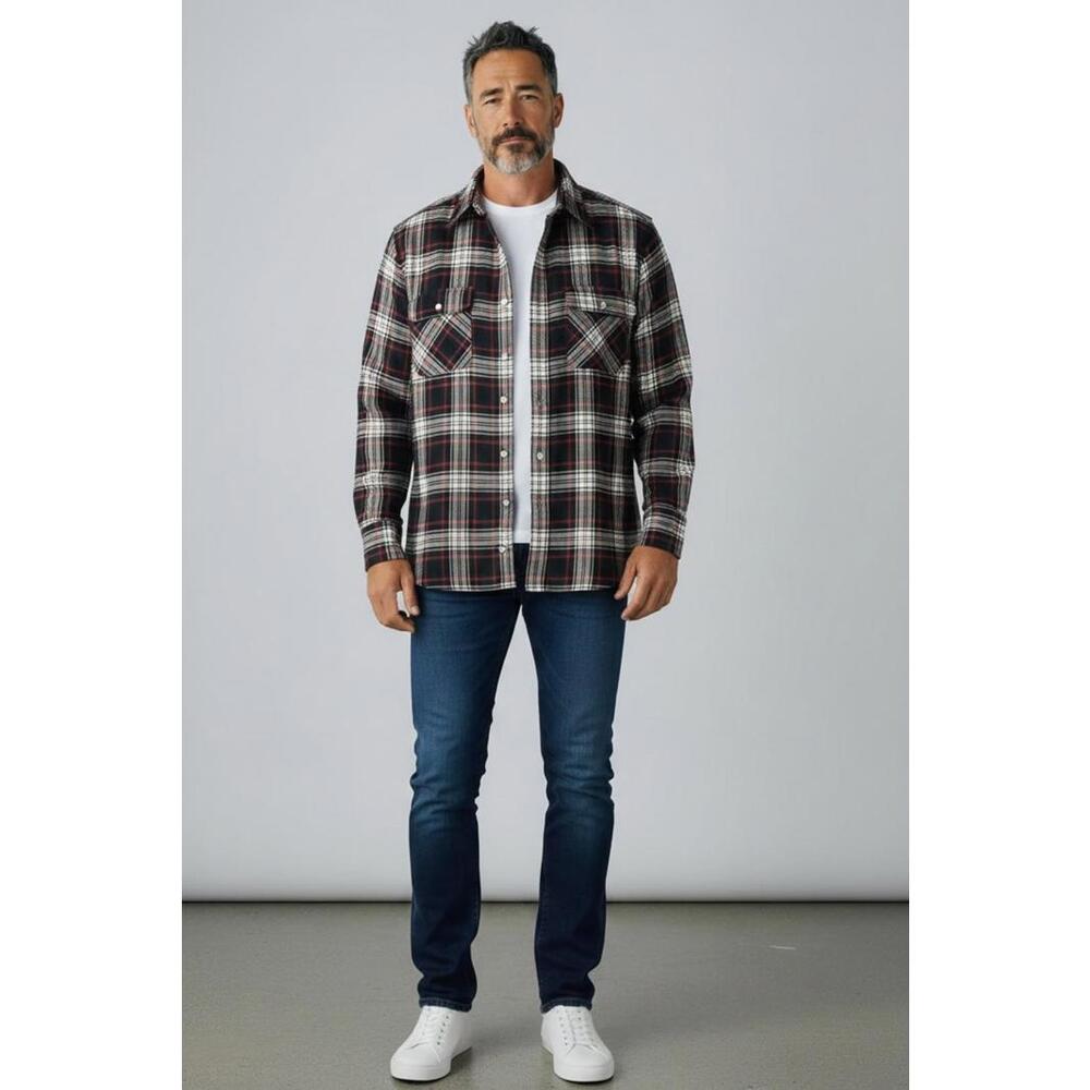 VTG Blake's Red, Green, and Navy Plaid Flannel Button Down, Size Medium